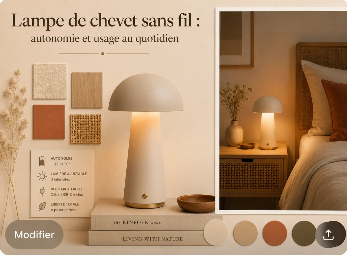 Lampe de chevet sans fil : autonomie et usage au quotidien