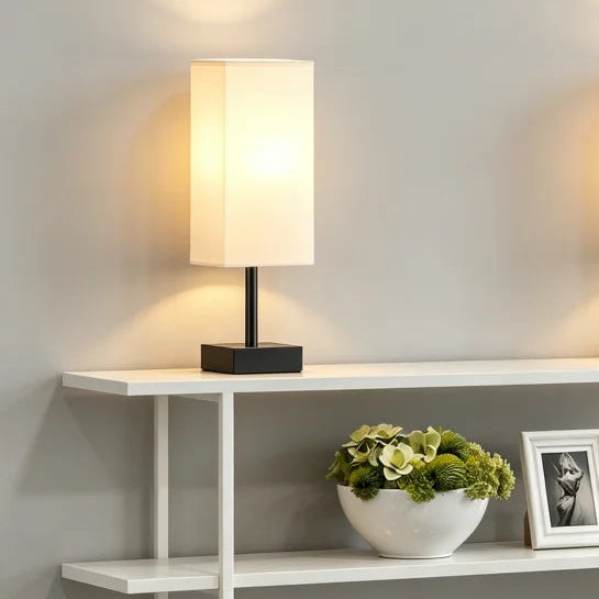 Lampe de chevet Tissu Blanc rectangle