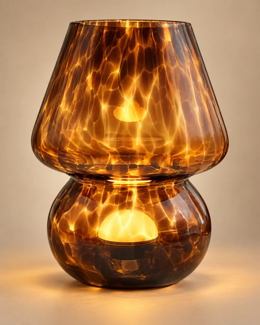 Lampe de chevet marron en verre marron à prise USB