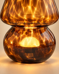Lampe de chevet marron en verre marron à prise USB