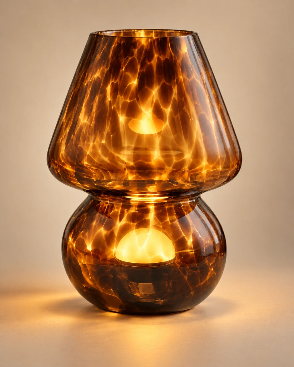 Lampe de chevet marron en verre marron à prise USB