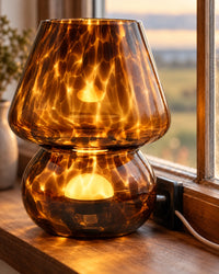 Lampe de chevet marron en verre marron à prise USB