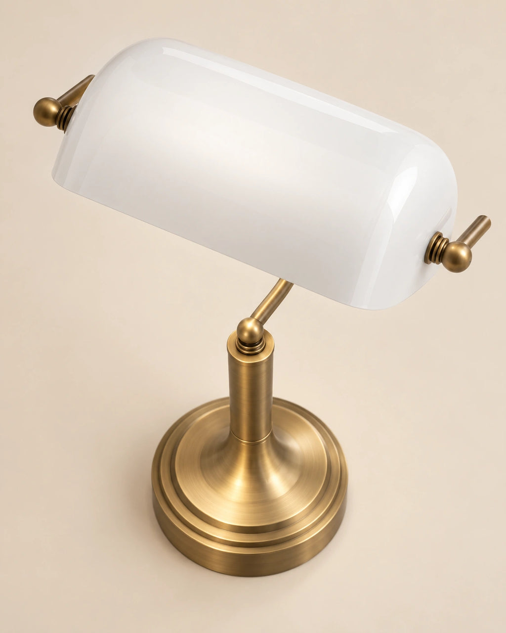 Lampe de chevet style banquier rétro en laiton et verre