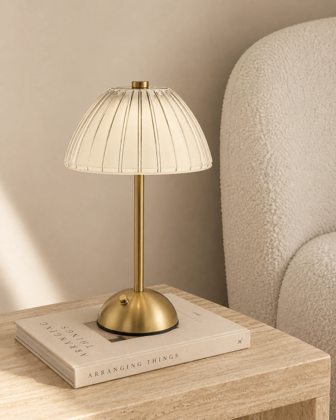 Lampe de chevet en Laiton dorée et abat-jour