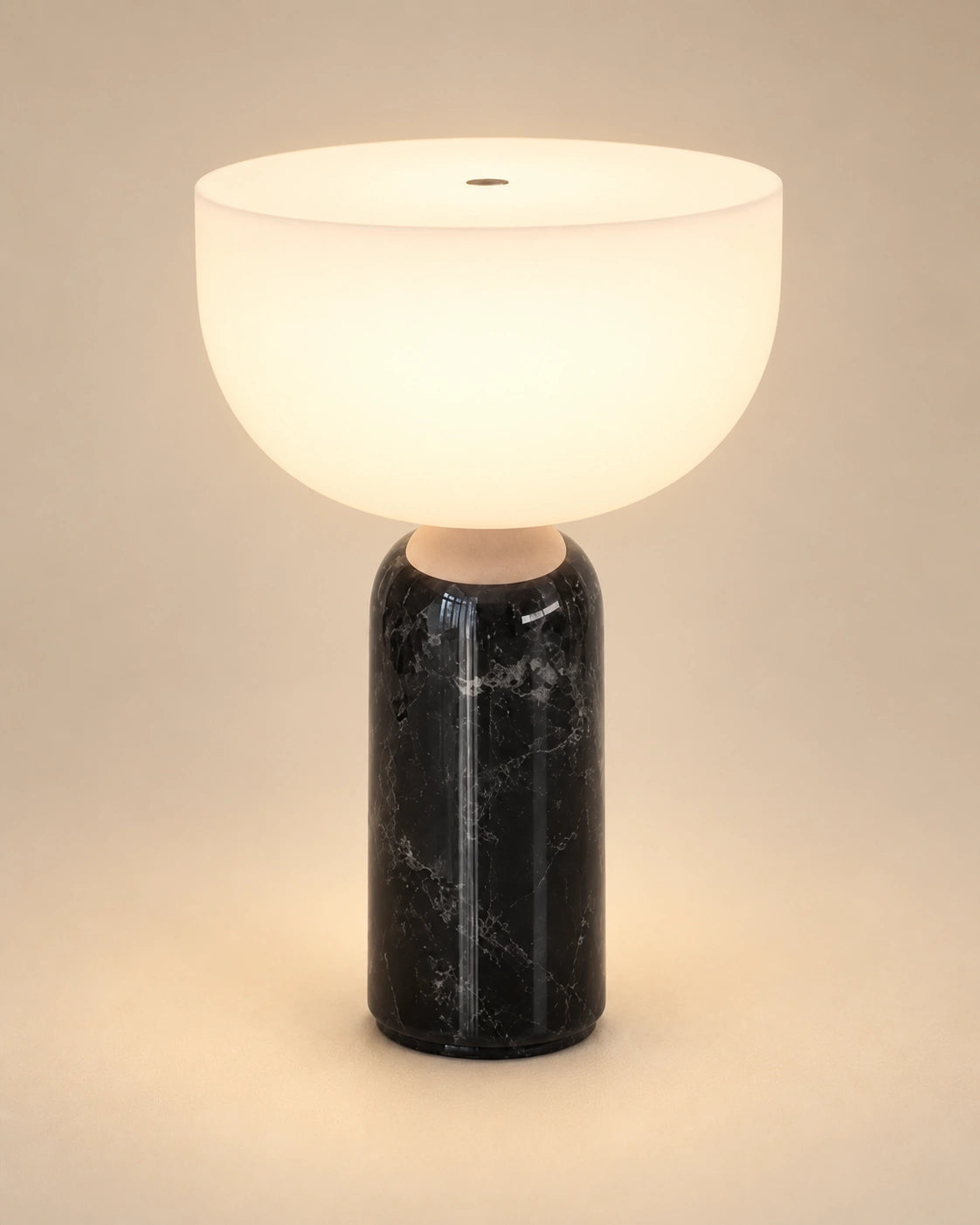 Lampe de chevet en marbre noir style scandinave et verre transparent