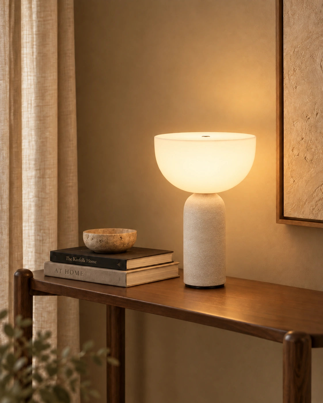 Lampe de chevet en marbre blanc et abat jour blanc en verre
