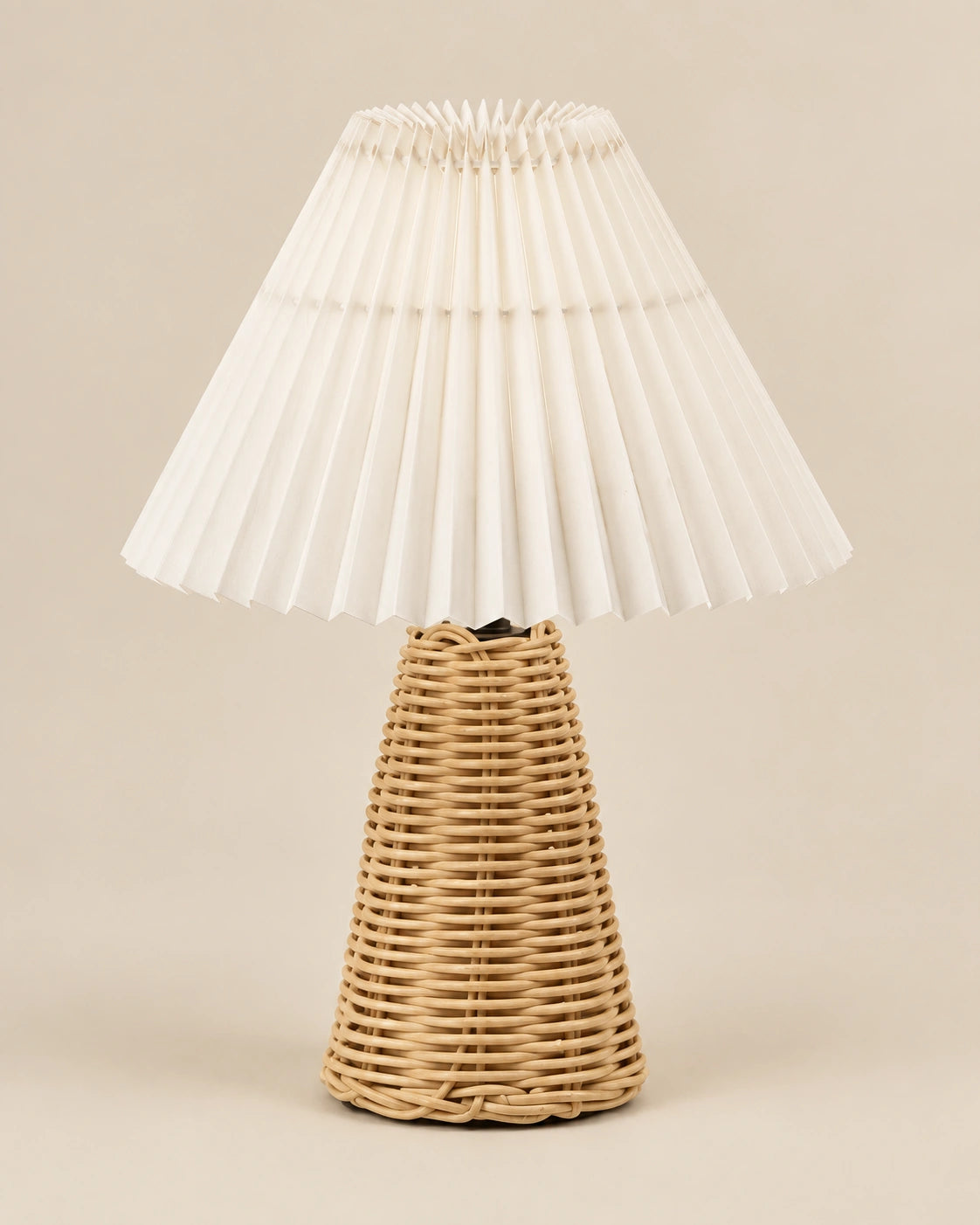 Lampe de chevet en rotin tressé blanche