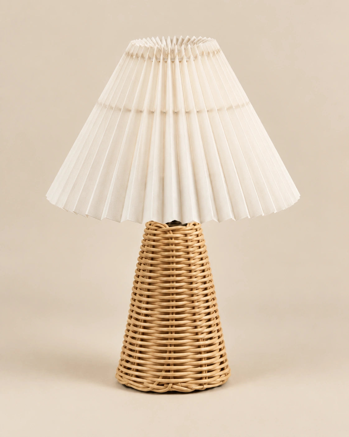 Lampe de chevet en rotin tressé blanche