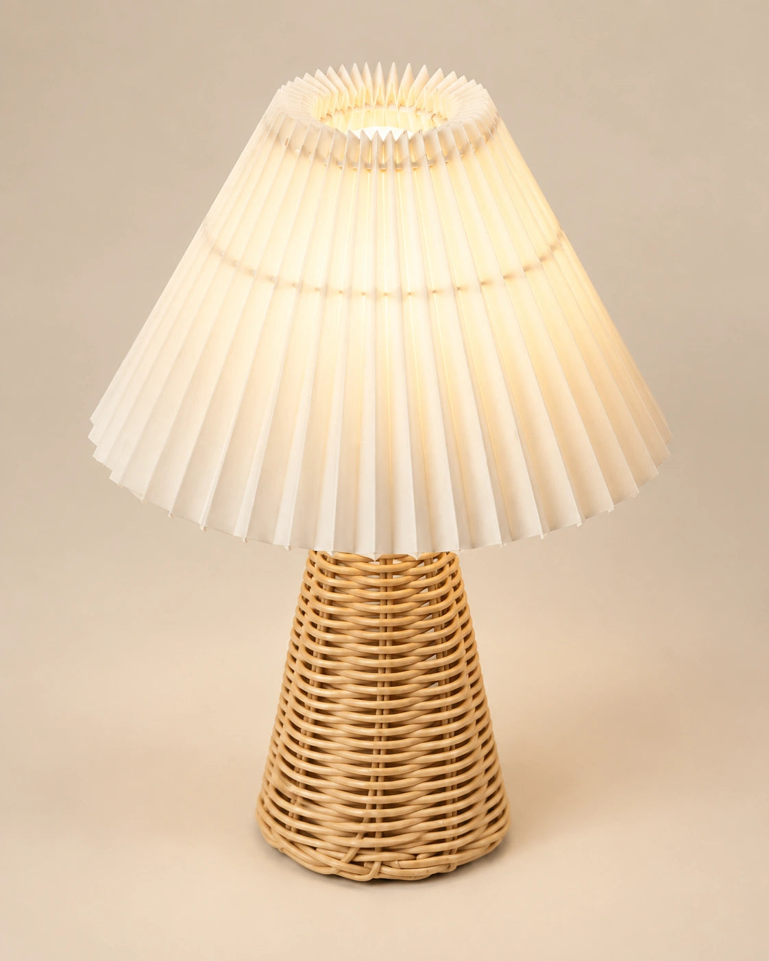 Lampe de chevet en rotin tressé blanche