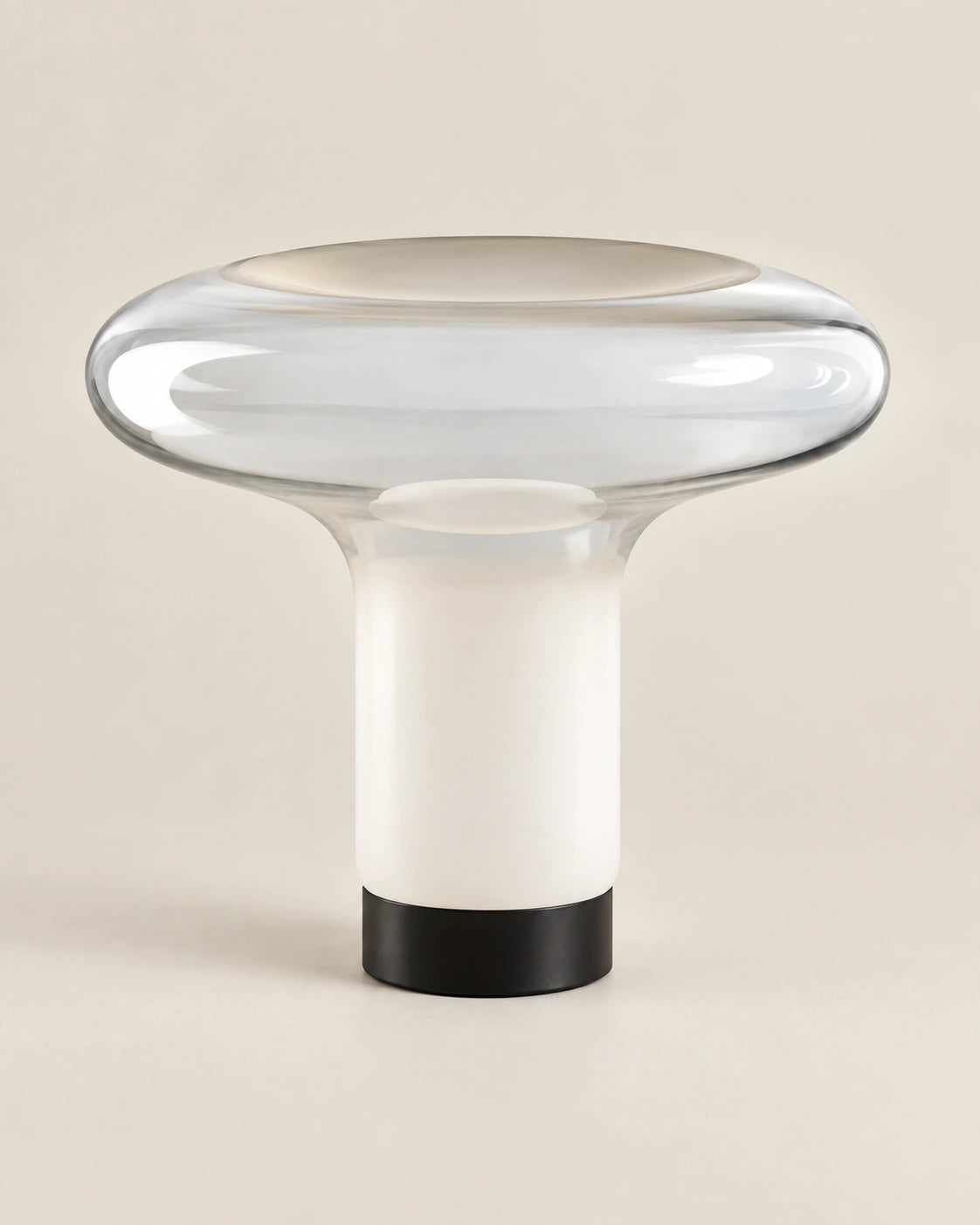 Lampe de chevet design nordique blanche et noir en verre transparent