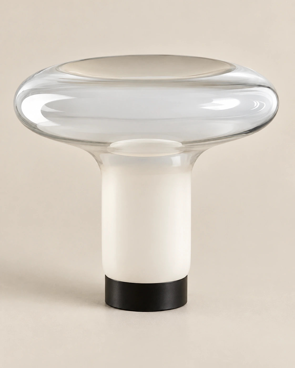 Lampe de chevet design nordique blanche et noir en verre transparent