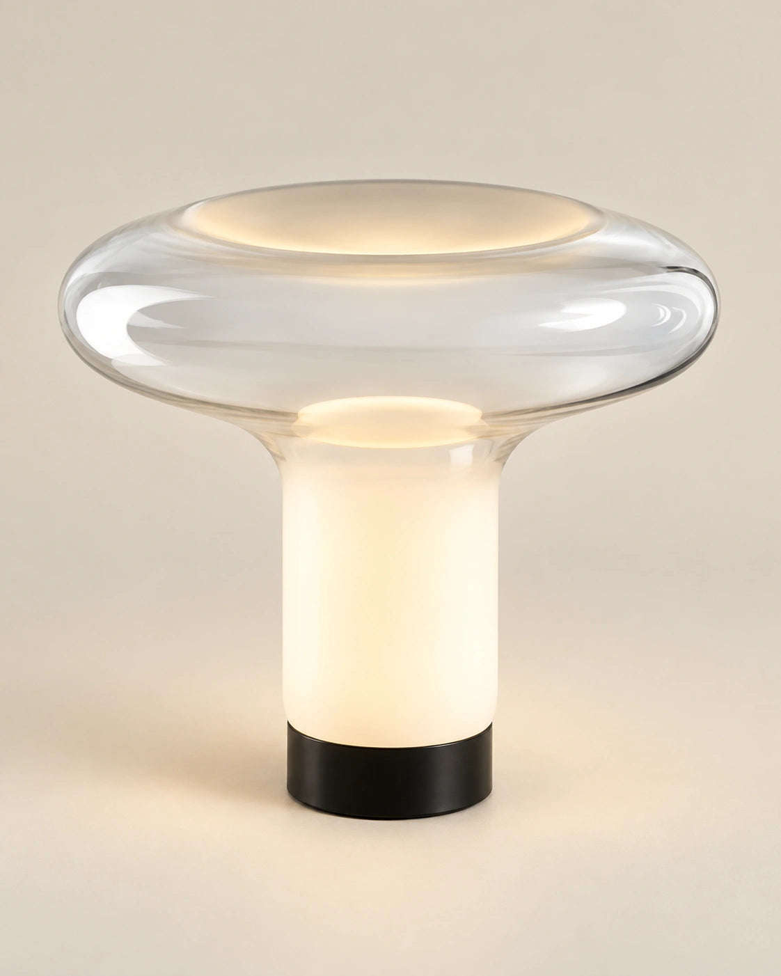 Lampe de chevet design nordique blanche et noir en verre transparent