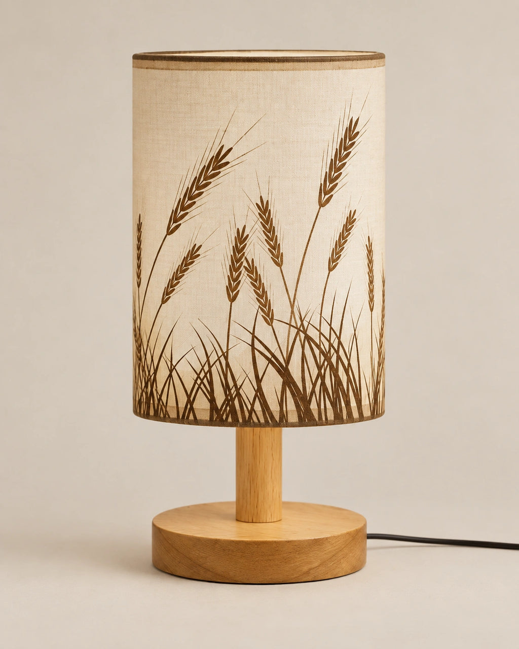 Lampe de chevet bohème en lin et en bois clair