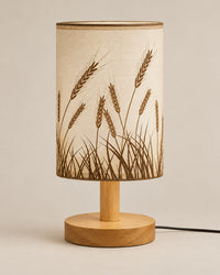 Lampe de chevet bohème en lin et en bois clair