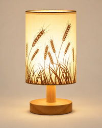Lampe de chevet bohème en lin et en bois clair