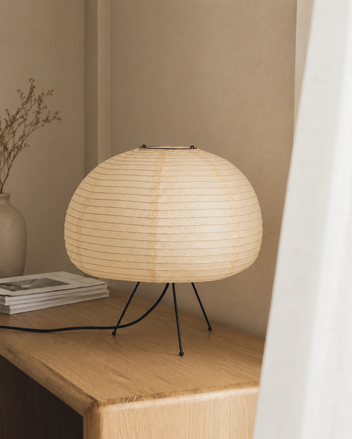 Lampe de chevet style japonais en papier