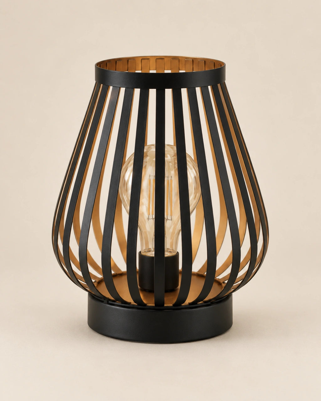 Lampe de chevet à pile sans fil en métal et plastique noir