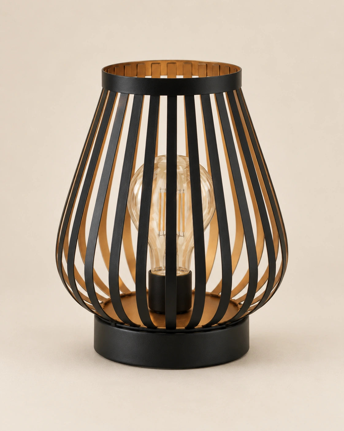 Lampe de chevet à pile sans fil en métal et plastique noir