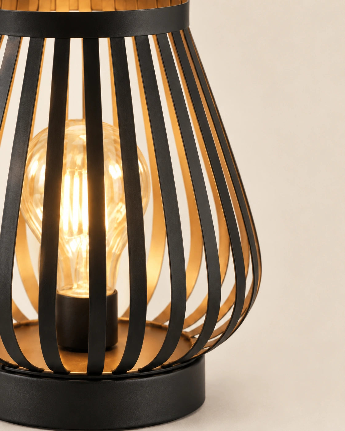 Lampe de chevet à pile sans fil en métal et plastique noir