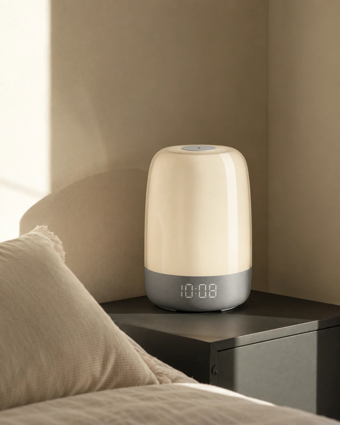 Lampe de chevet réveil gris en plastique multi couleur