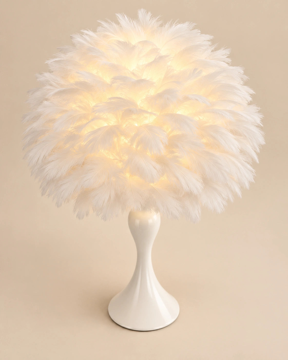Lampe de Chevet abat-jour plume