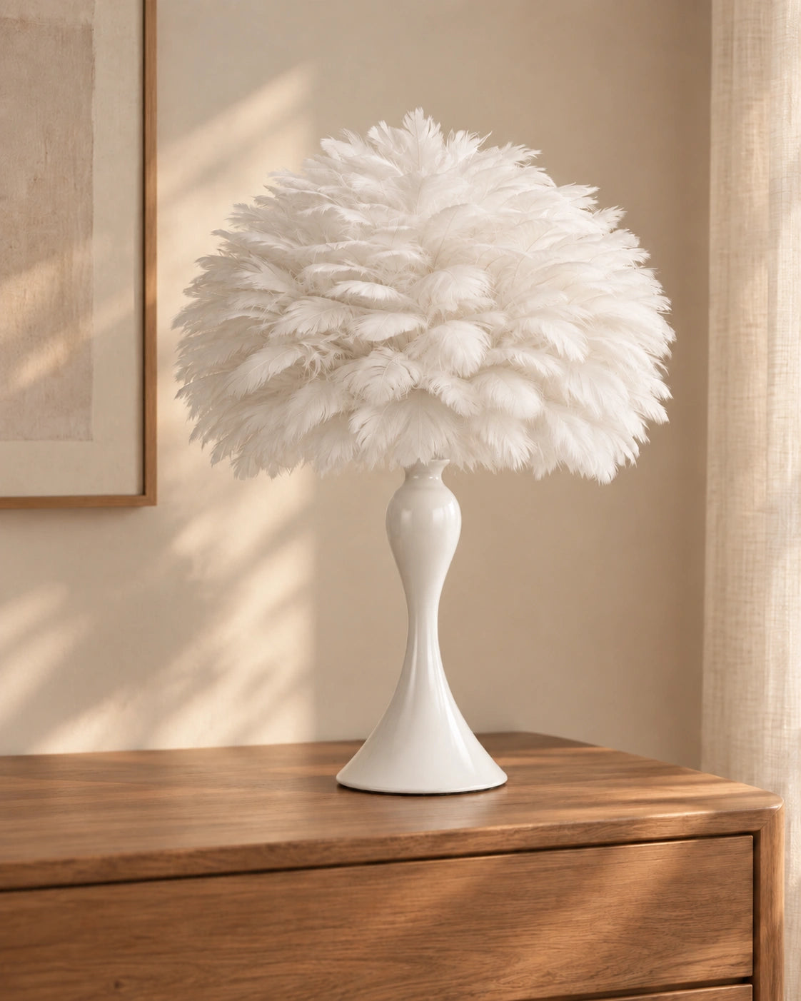 Lampe de Chevet abat-jour plume