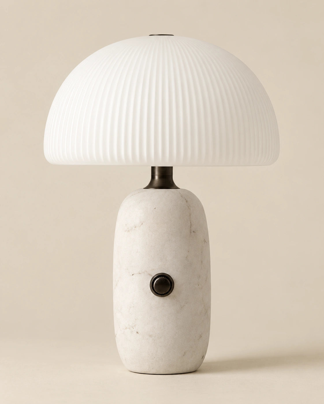 Lampe de chevet en marbre véritable blanc champignon