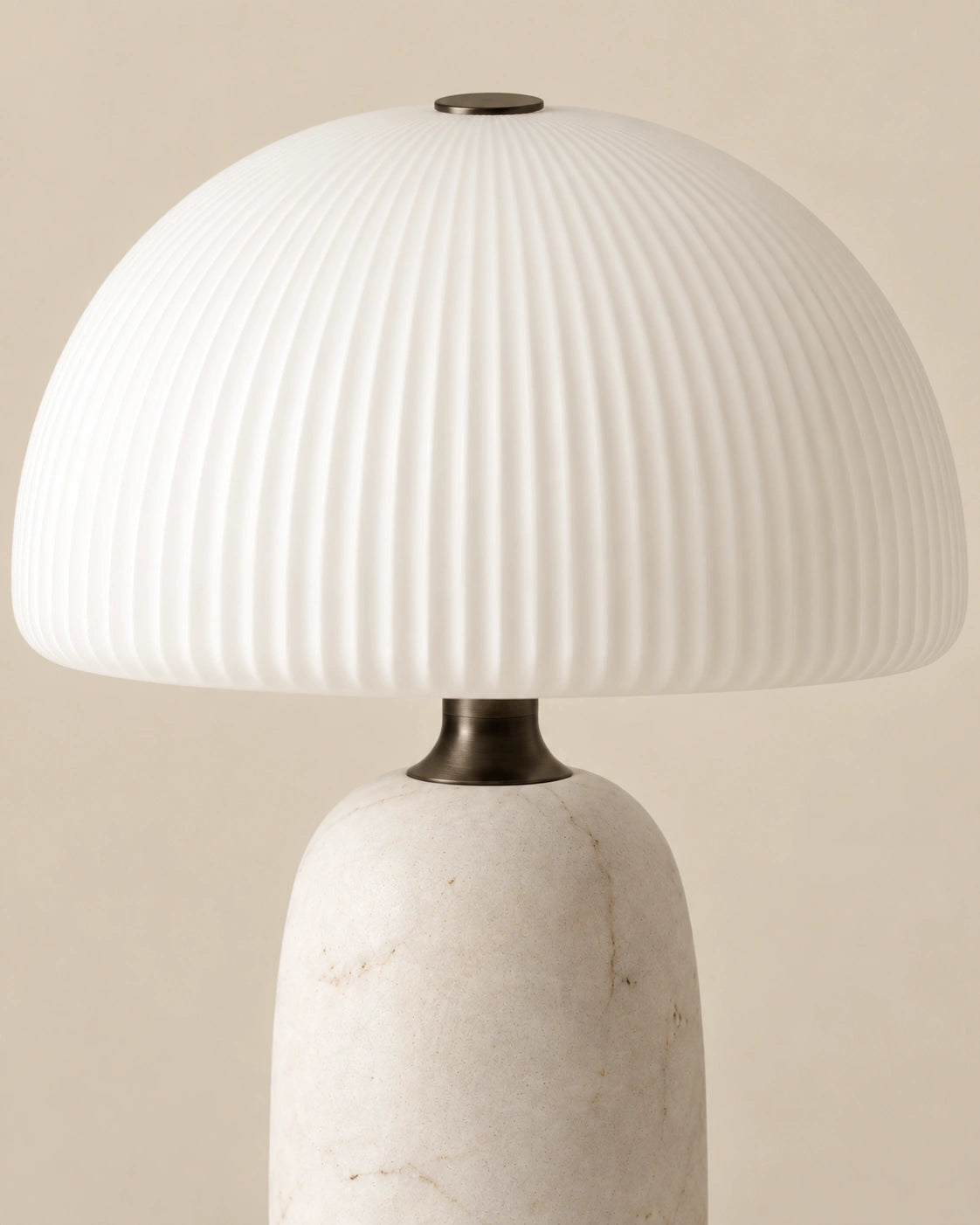 Lampe de chevet en marbre véritable blanc champignon
