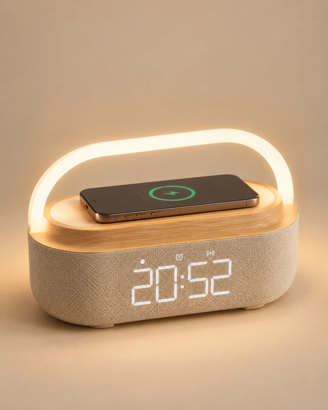 Lampe de chevet reveil bluetooth et support téléphone