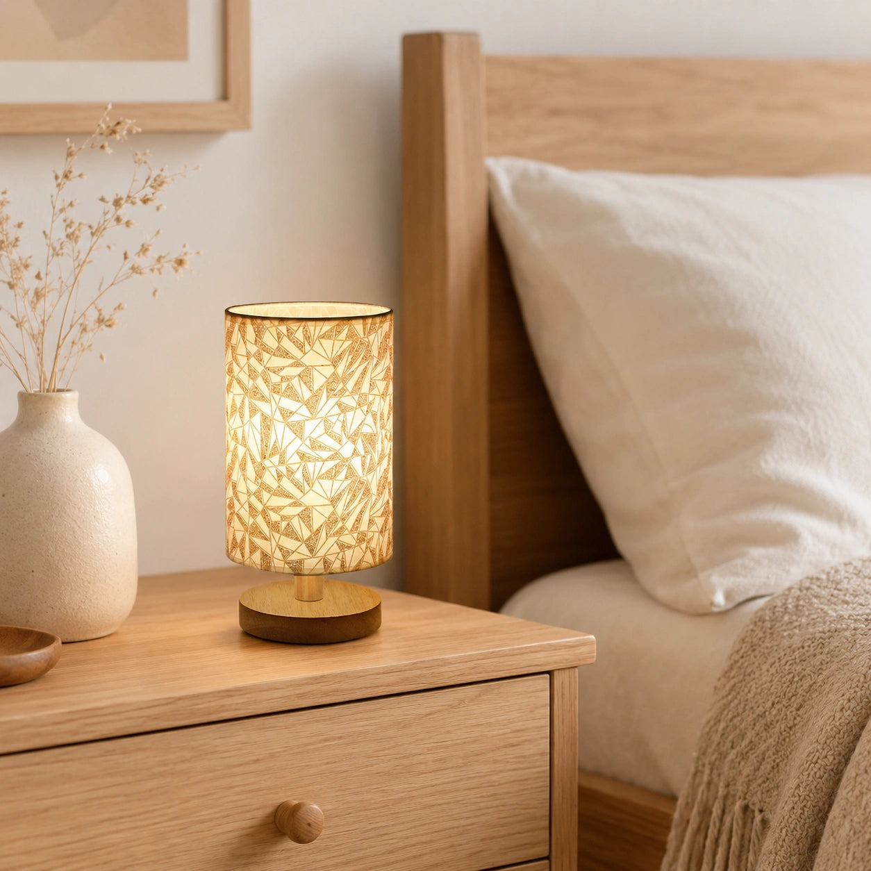 Lampe de chevet bohème en lin