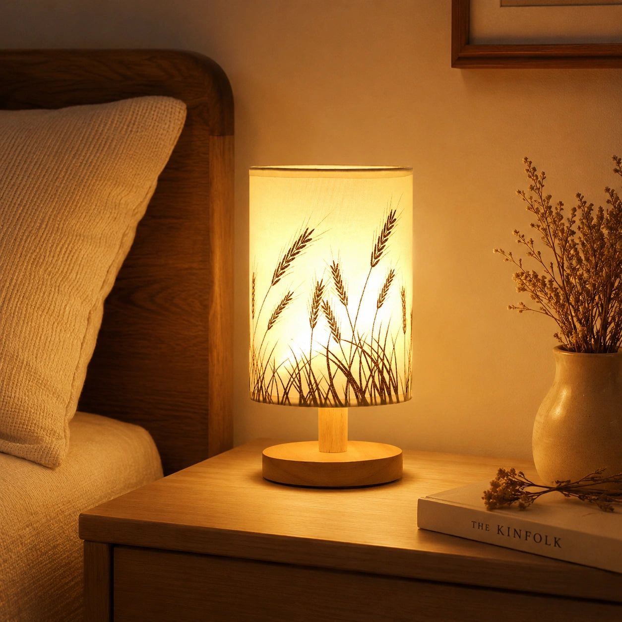 Lampe de chevet bohème en lin