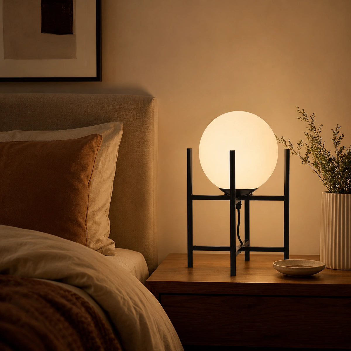 Lampe de chevet Boule de verre et Laiton