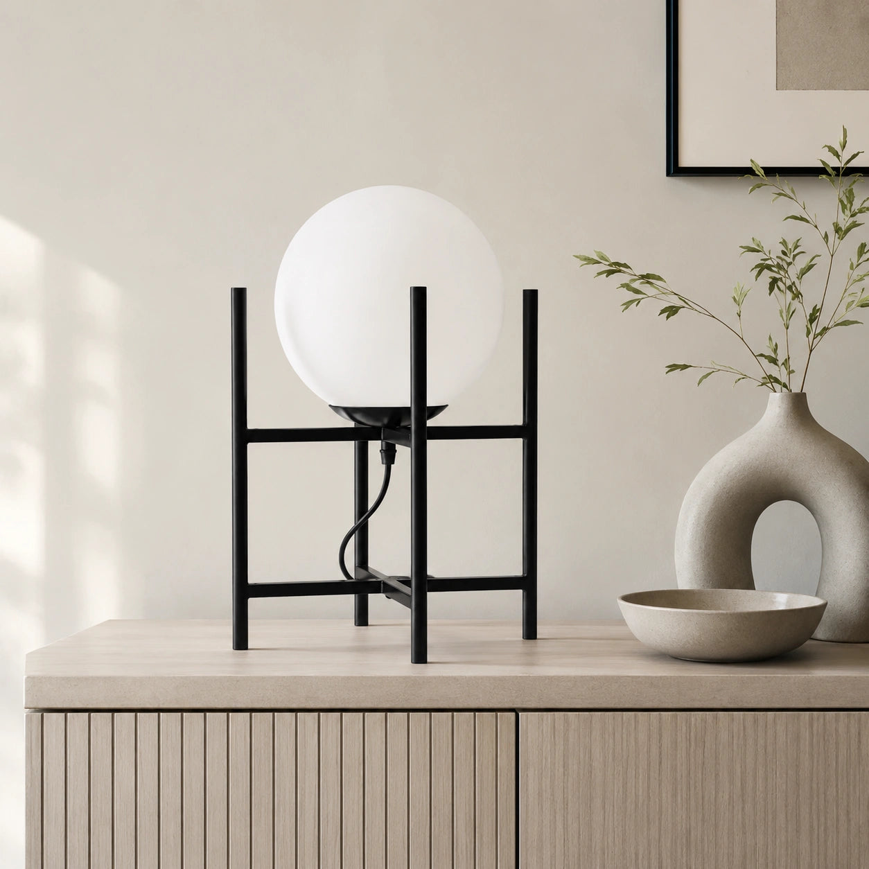 Lampe de chevet Boule de verre et Laiton