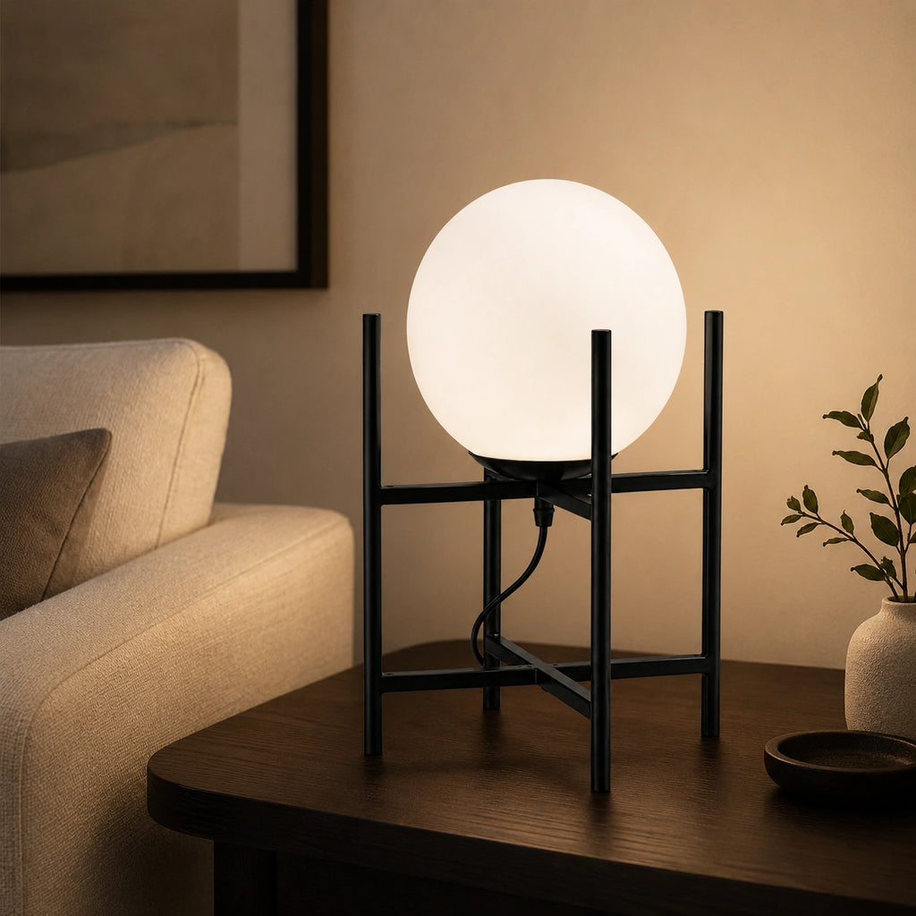 Lampe de chevet design Boule de verre et Laiton