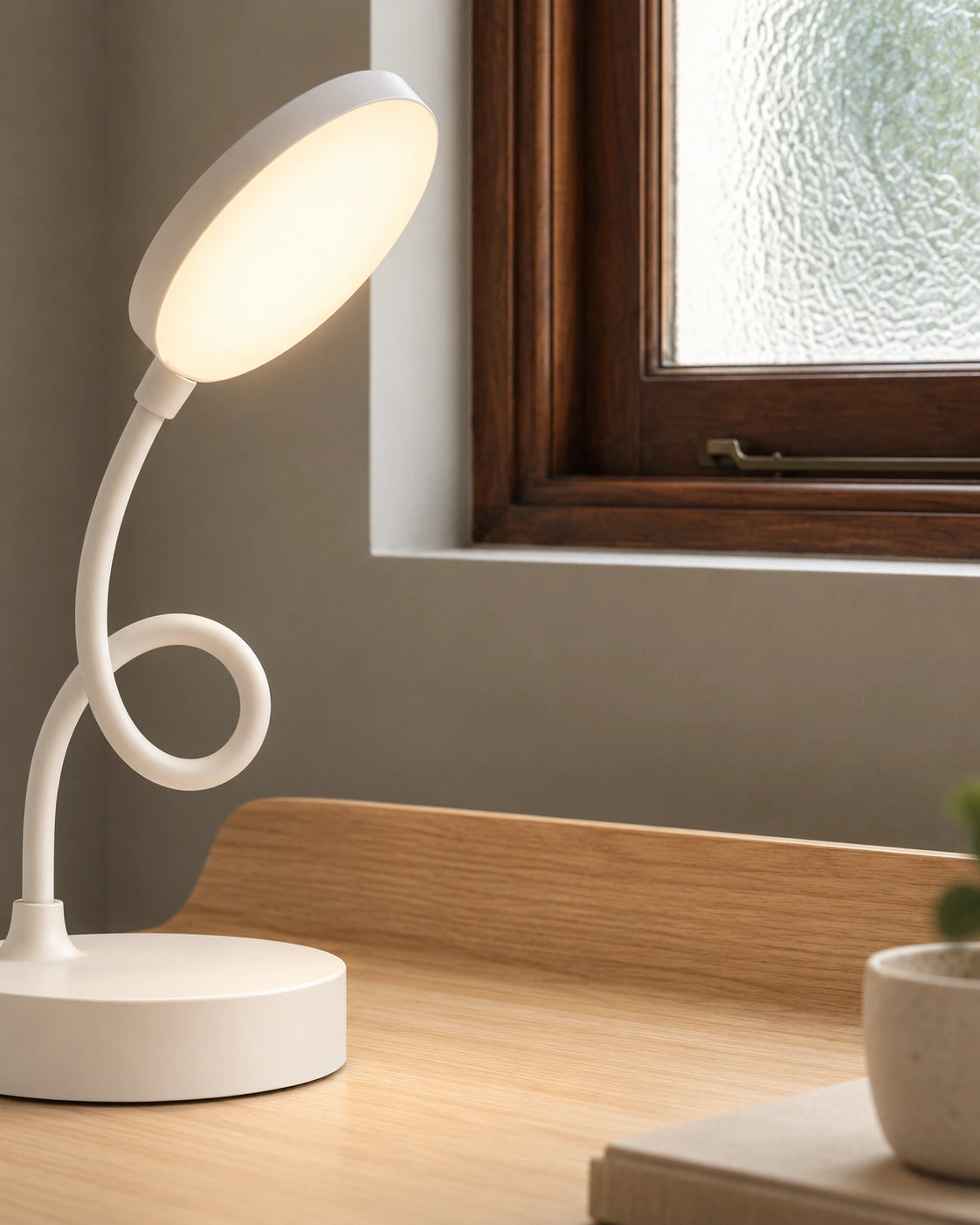 Lampe de chevet liseuse blanche en plastique