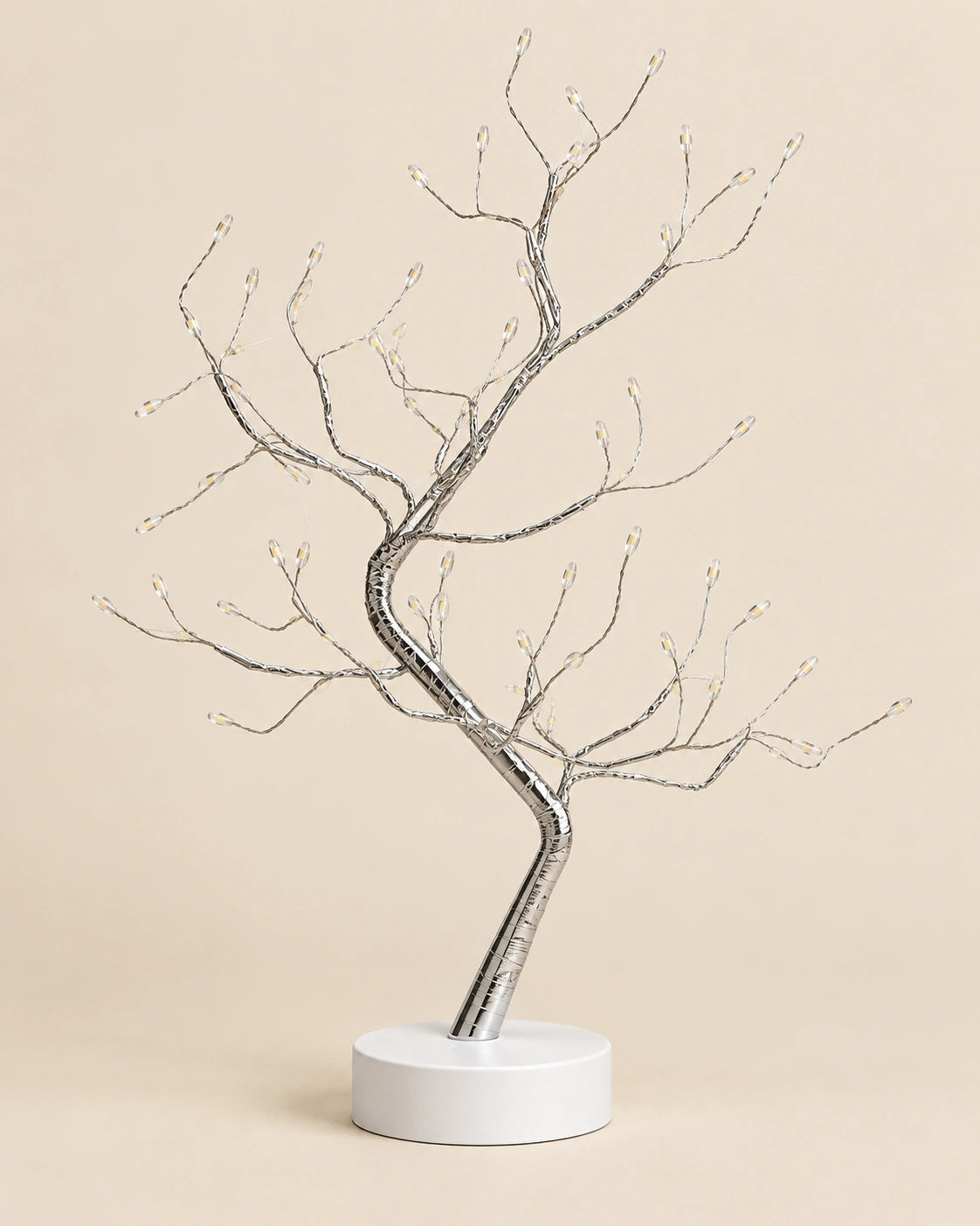 Lampe de chevet LED bonsaï lumineux sur pied blanc