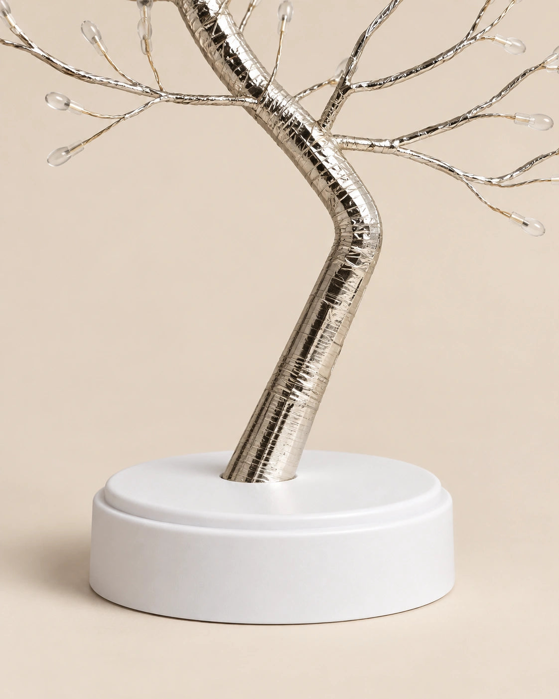 Lampe de chevet LED bonsaï lumineux sur pied blanc