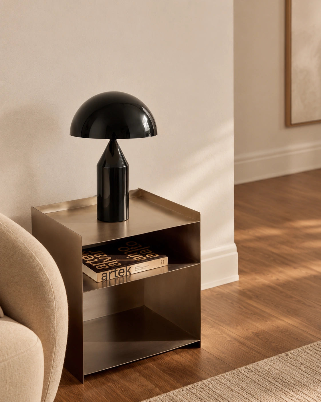 Lampe de chevet champignon Noir en aluminium