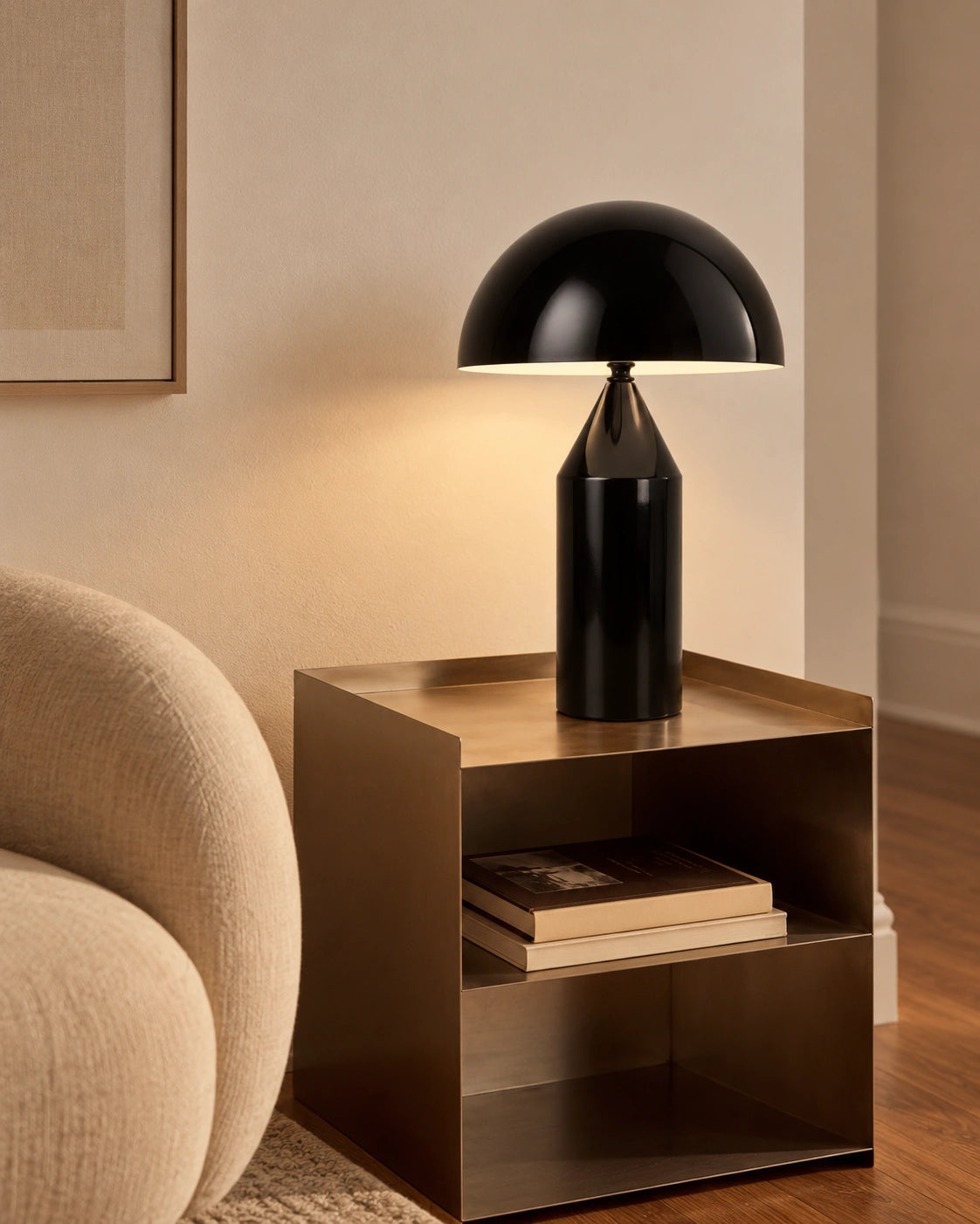 Lampe de chevet champignon Noir en aluminium