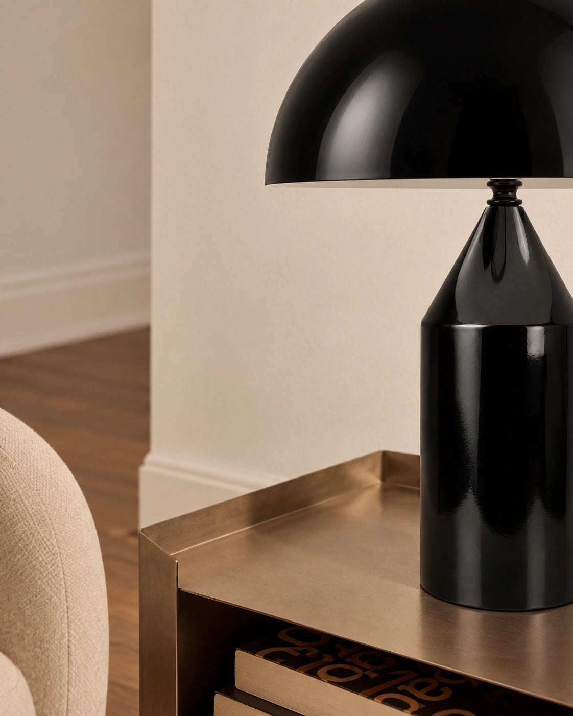 Lampe de chevet champignon Noir en aluminium