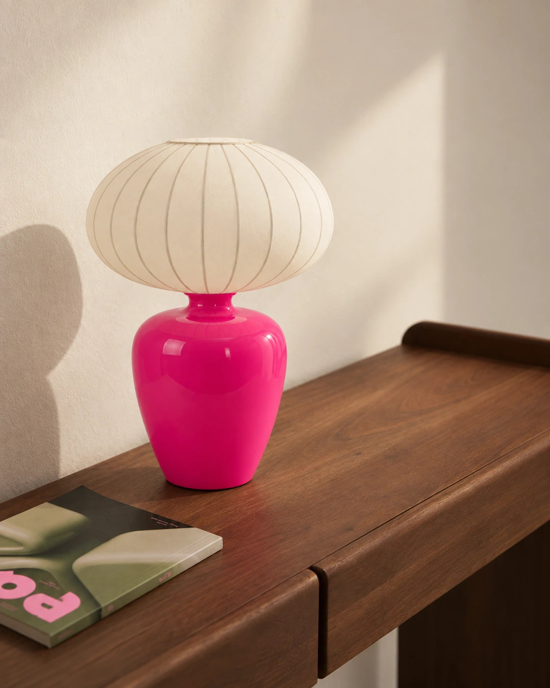 Lampe de chevet rose en céramique