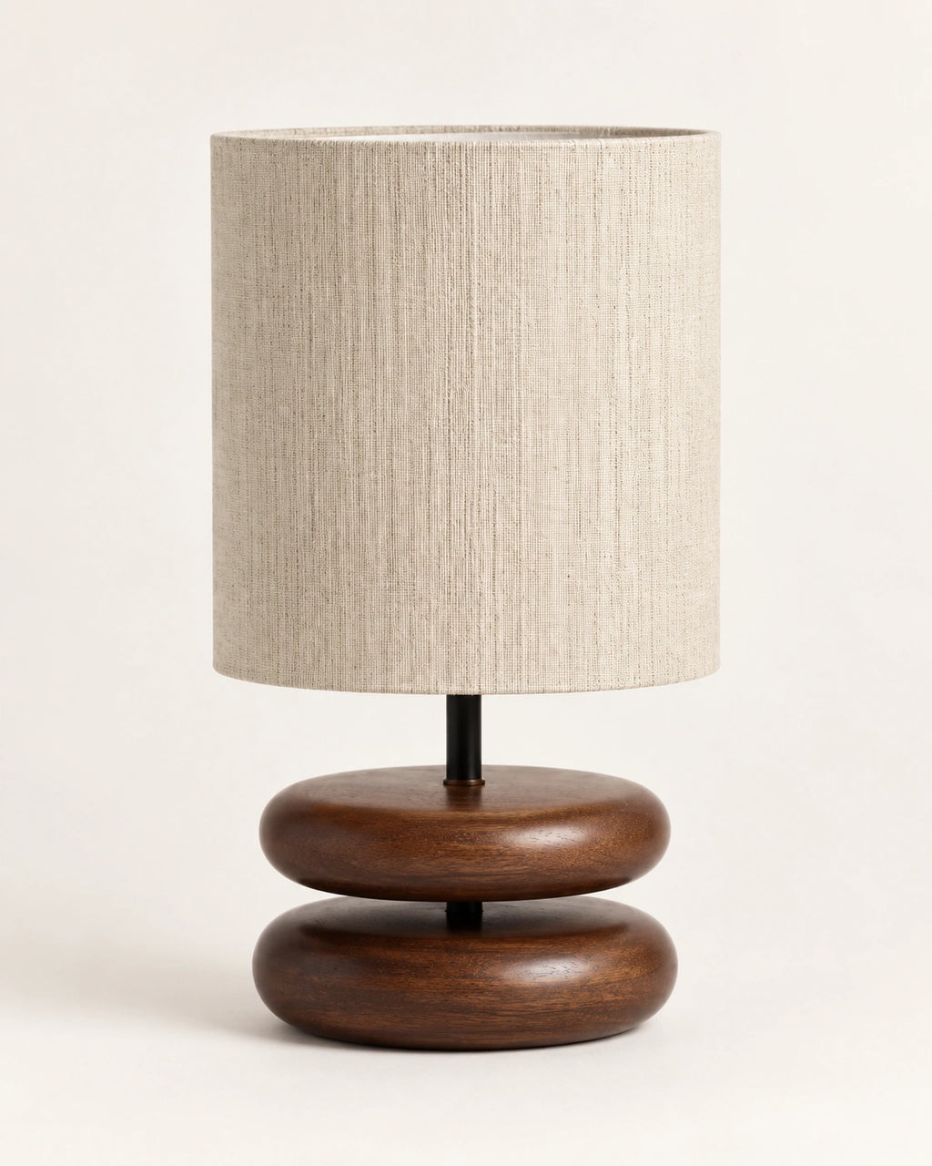 Lampe de chevet en bois sculpté et tissu