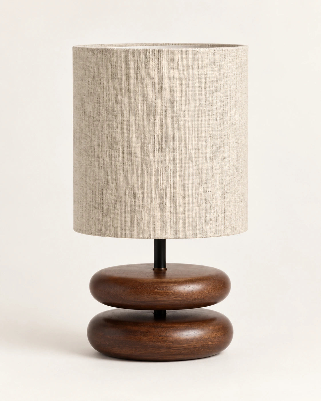 Lampe de chevet en bois sculpté et tissu