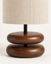 Lampe de chevet en bois sculpté et tissu