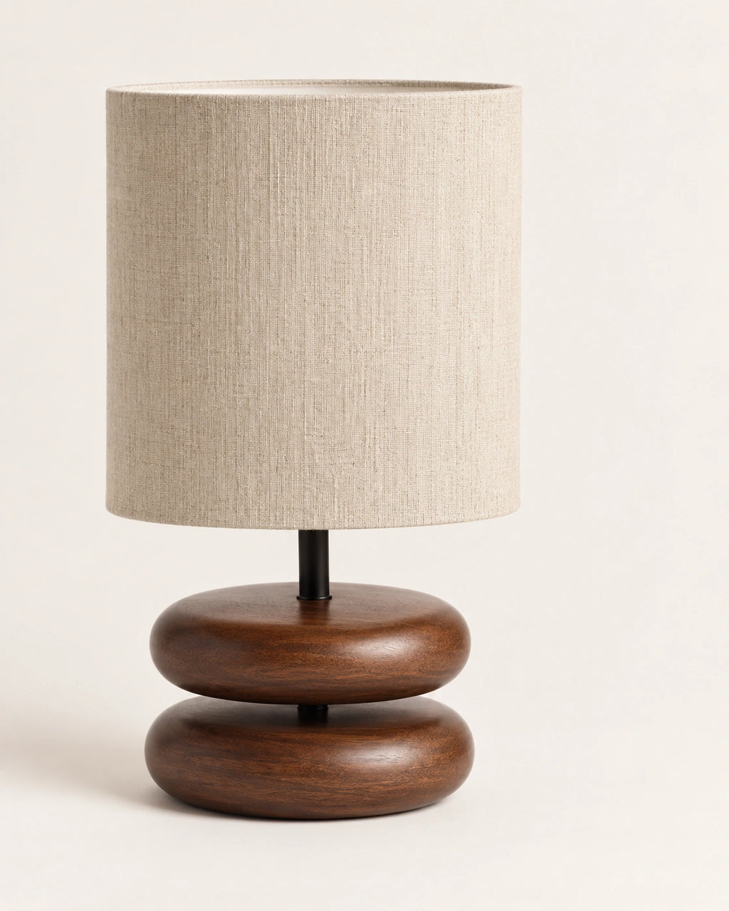 Lampe de chevet en bois sculpté et tissu