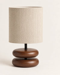 Lampe de chevet en bois sculpté et tissu
