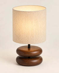 Lampe de chevet en bois sculpté et tissu