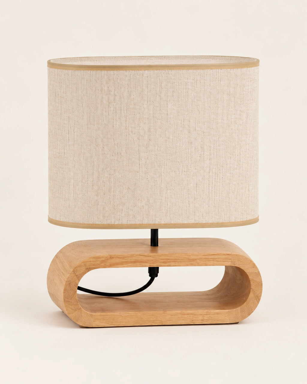 Lampe de chevet en bois clair et beige moderne