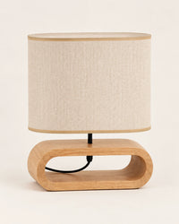 Lampe de chevet en bois clair et beige moderne