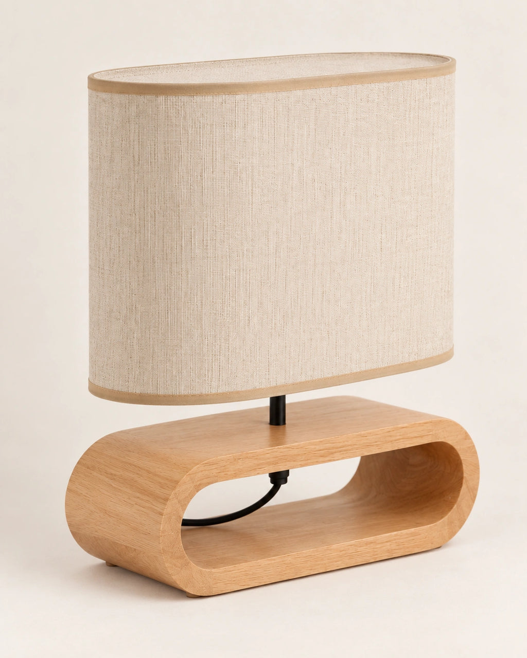 Lampe de chevet en bois clair et beige moderne